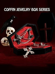 Gothic Coffin Jewelry Box – 🖤Mini Velvet Jewelry Organizer for Rings, Earrings, Necklaces & Bracelets | Spooky Yet Elegant Jewelry Case ✨