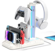 RGB Gaming Headset & Controller Stand – All-in-One Organizer with 9 Light Modes !