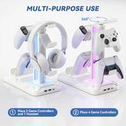 RGB Gaming Headset & Controller Stand – All-in-One Organizer with 9 Light Modes !