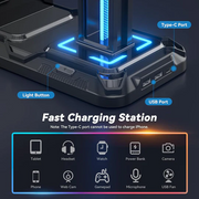 RGB Gaming Headset & Controller Stand – All-in-One Organizer with 9 Light Modes !