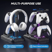RGB Gaming Headset & Controller Stand – All-in-One Organizer with 9 Light Modes !