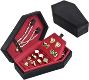 Gothic Coffin Jewelry Box – 🖤Mini Velvet Jewelry Organizer for Rings, Earrings, Necklaces & Bracelets | Spooky Yet Elegant Jewelry Case ✨