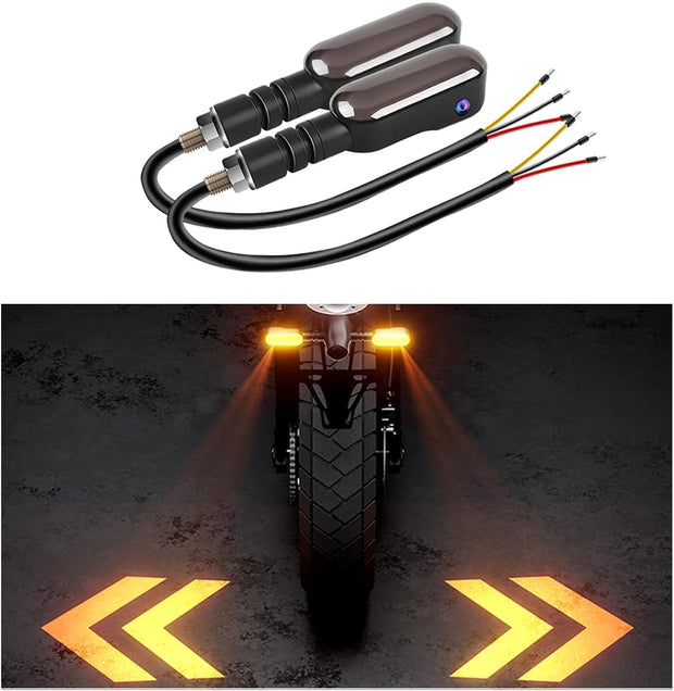 2-Pack LED Motorcycle Turn Signal Projector Lights – 27 RGB Flowing Modes