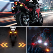2-Pack LED Motorcycle Turn Signal Projector Lights – 27 RGB Flowing Modes