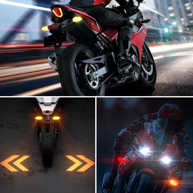 2-Pack LED Motorcycle Turn Signal Projector Lights – 27 RGB Flowing Modes