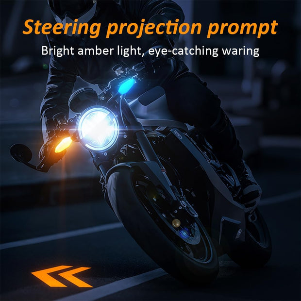 2-Pack LED Motorcycle Turn Signal Projector Lights – 27 RGB Flowing Modes