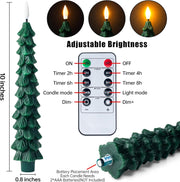 3D Flame Christmas Tree Candles – Flameless LED Taper Lights with Remote & Timer | Elegant Holiday Decor for Cozy, Safe, and Magical Nights ✨