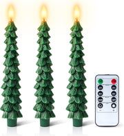 3D Flame Christmas Tree Candles – Flameless LED Taper Lights with Remote & Timer | Elegant Holiday Decor for Cozy, Safe, and Magical Nights ✨
